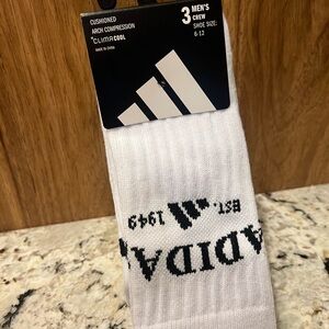 adidas White Crew Socks with Black Logo - 3 Pack